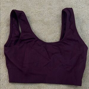 ETHOS 	Ribbed Scoop Back Bra - Plum - Small / Plum